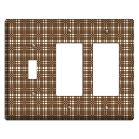 Medium Brown Plaid Toggle / 2 Rocker Wallplate