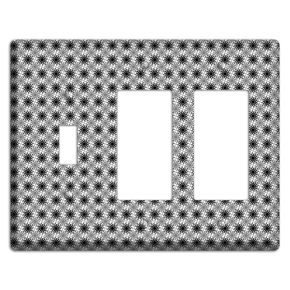 Black and Grey Sun Contour Toggle / 2 Rocker Wallplate