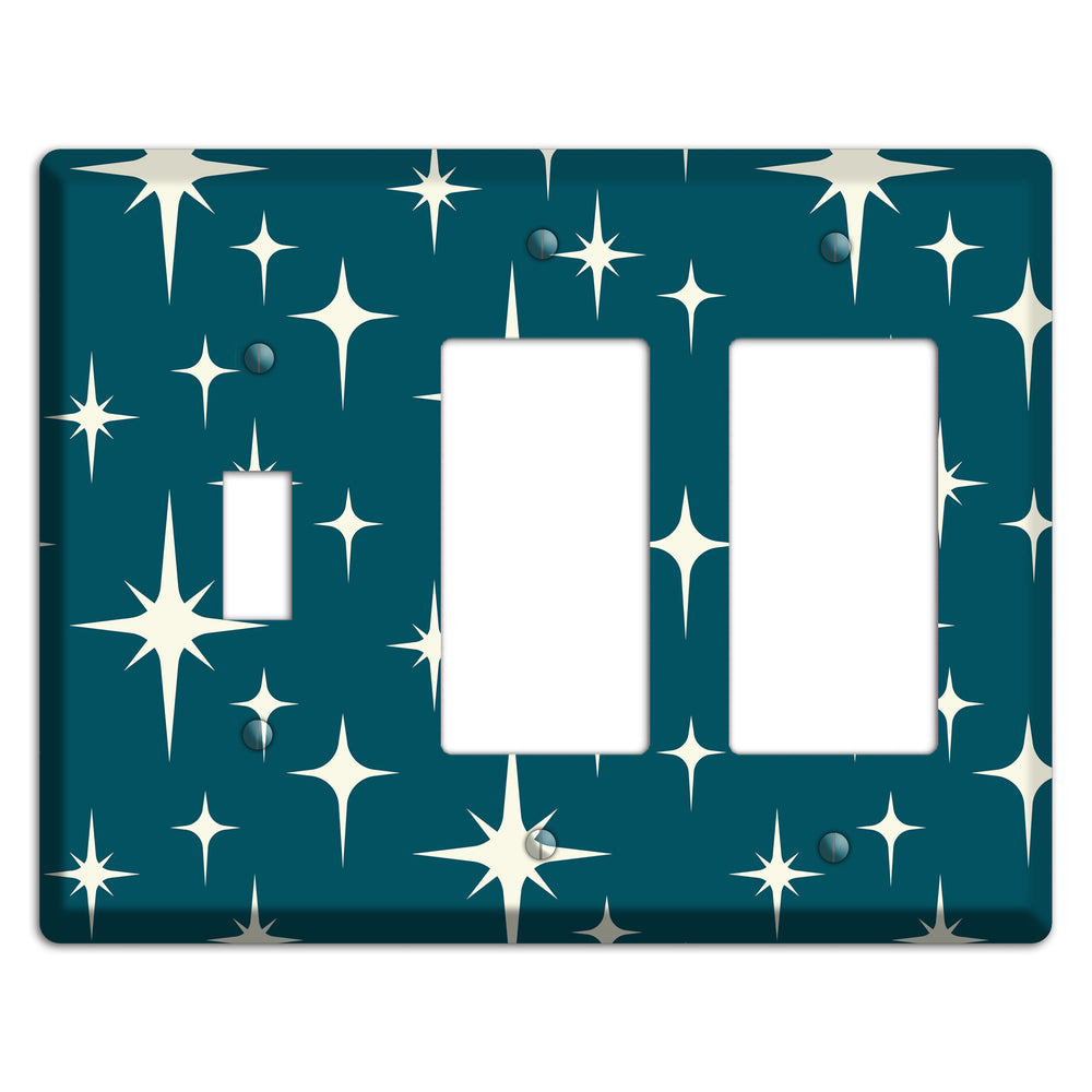 Navy Atomic Diamond Toggle / 2 Rocker Wallplate
