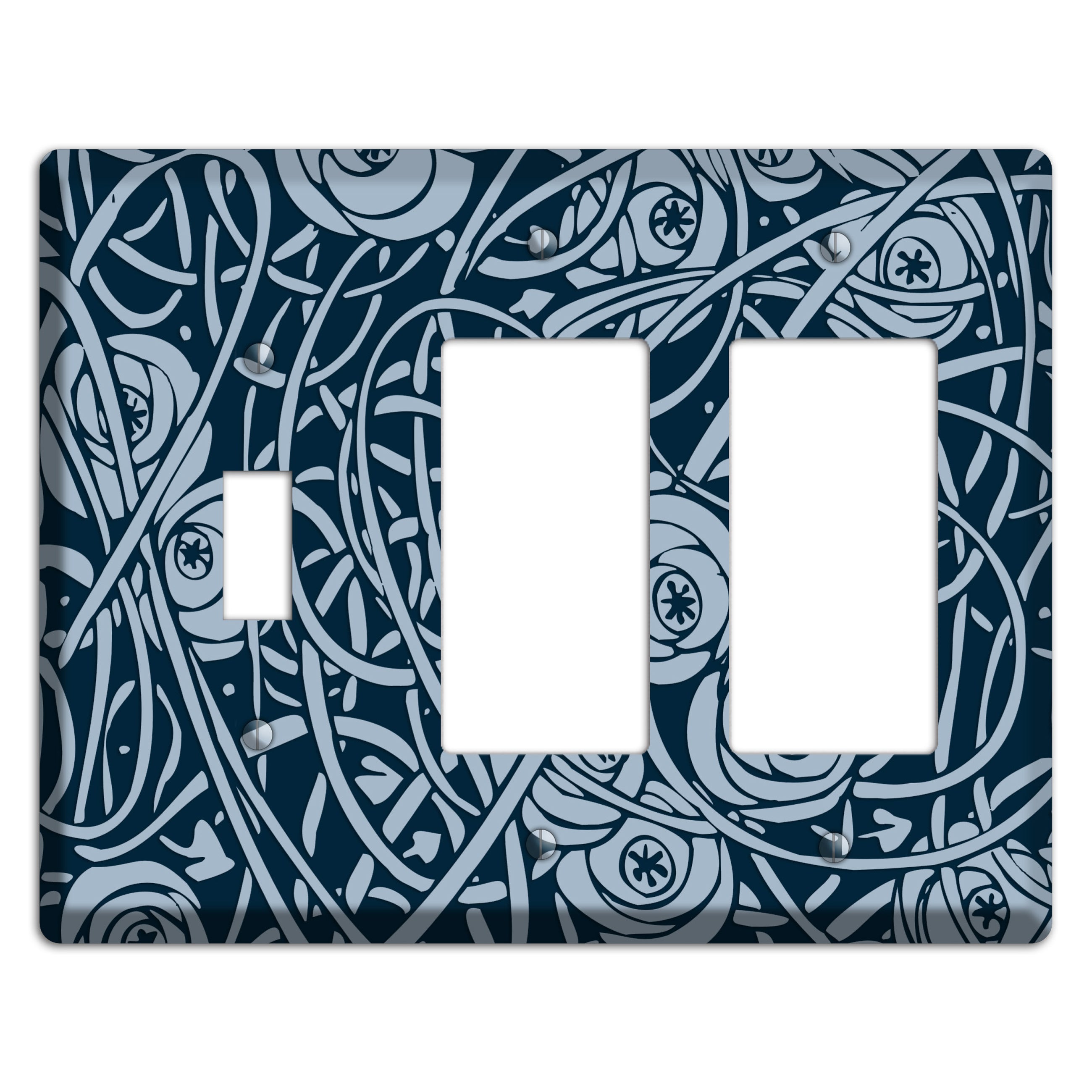 Navy Abstract Floral Toggle / 2 Rocker Wallplate