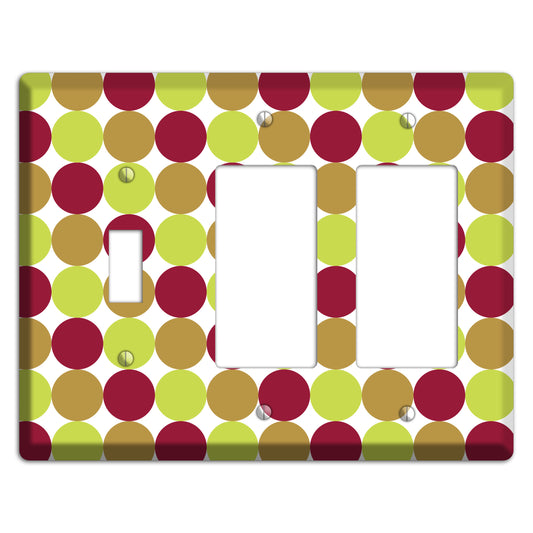 Lime Brown Maroon Tiled Dots Toggle / 2 Rocker Wallplate
