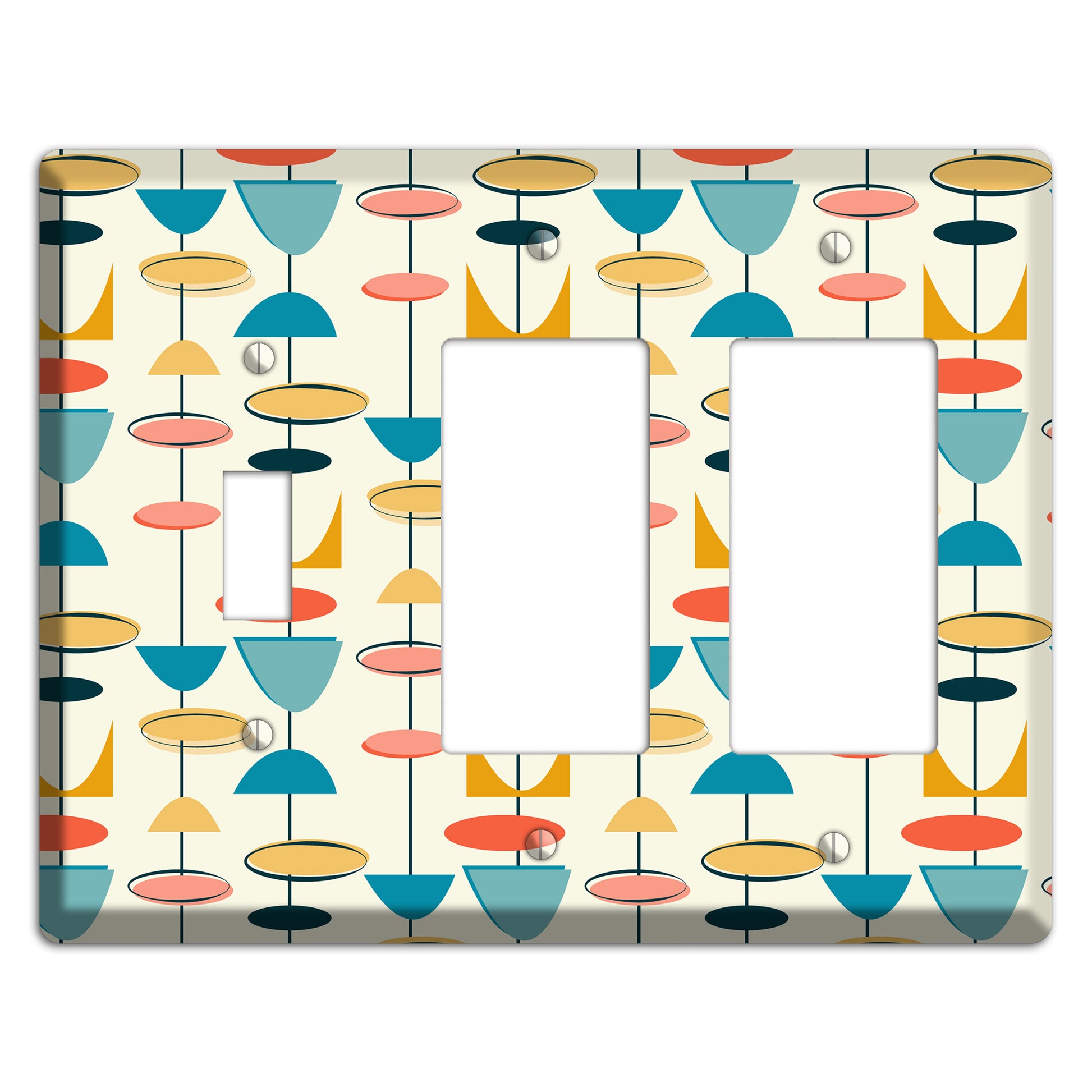 Retro Shapes Toggle / 2 Rocker Wallplate