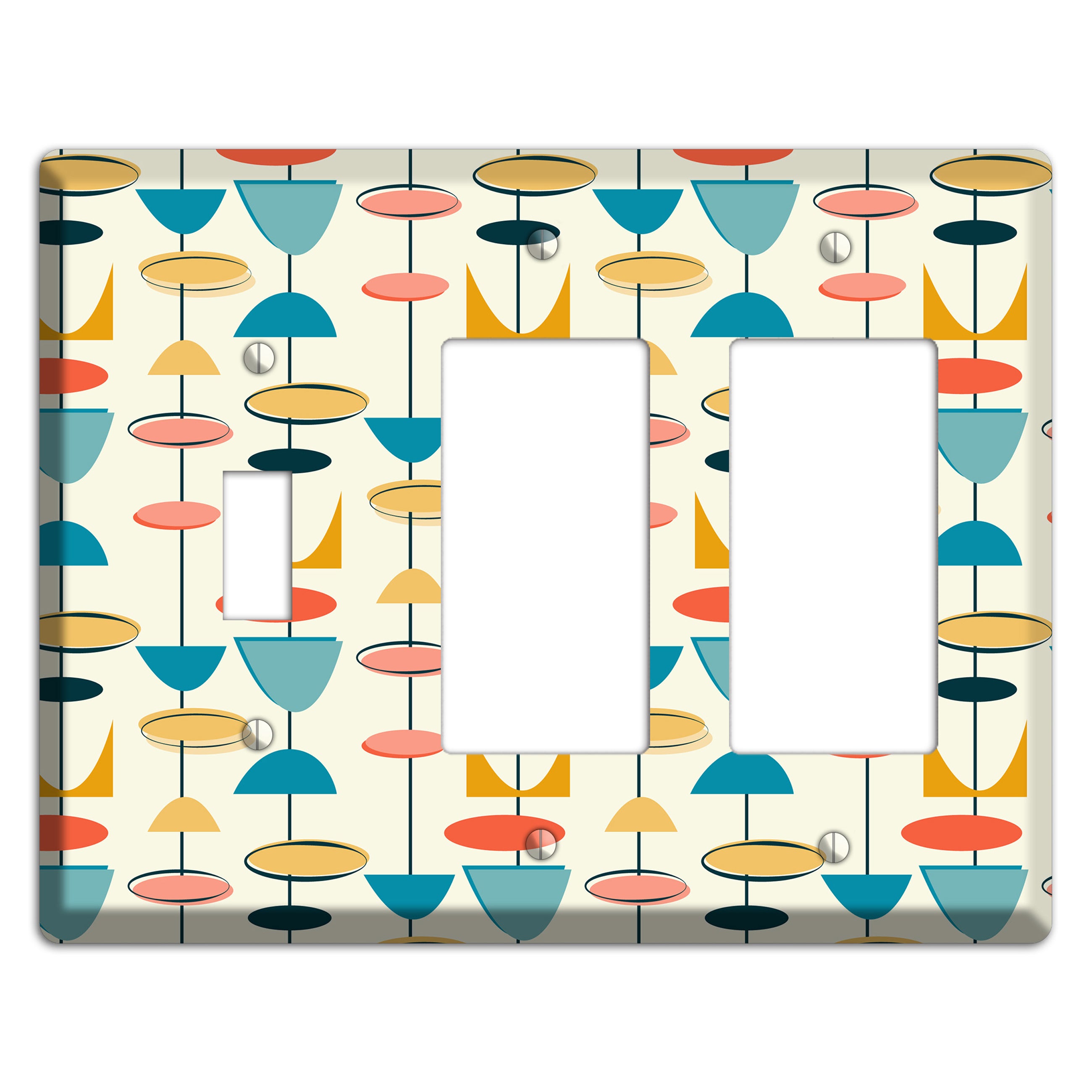 Retro Shapes Toggle / 2 Rocker Wallplate