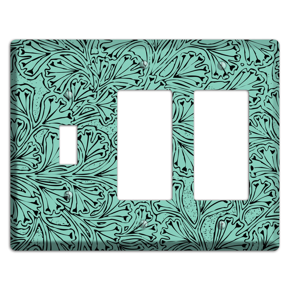 Deco Olive Interlocking Floral Toggle / 2 Rocker Wallplate