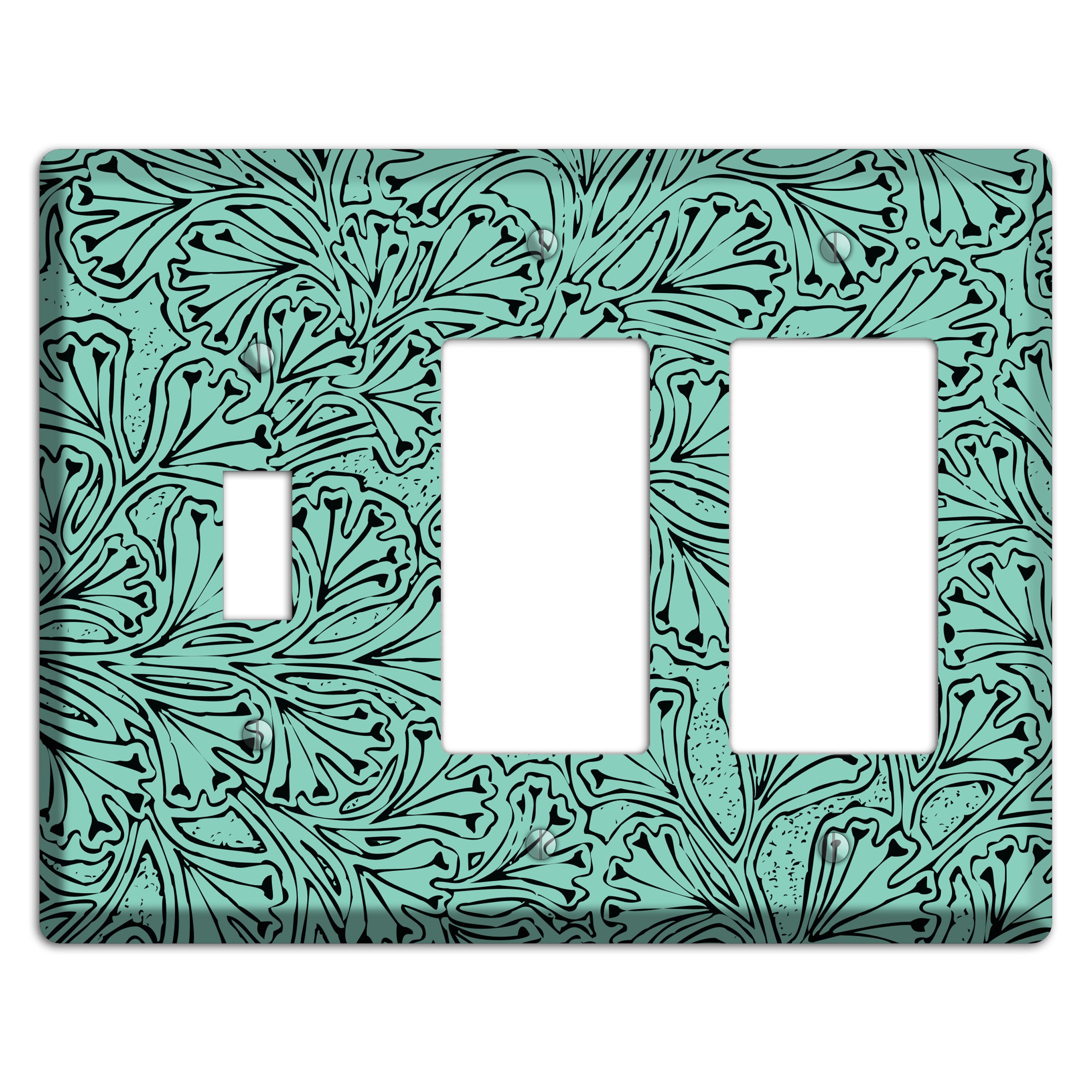 Deco Olive Interlocking Floral Toggle / 2 Rocker Wallplate