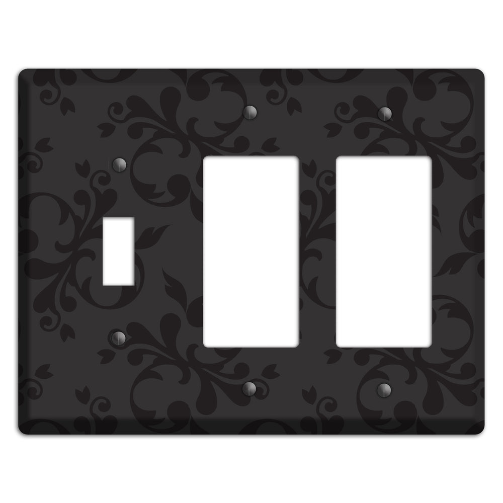 Black Victorian Toile Toggle / 2 Rocker Wallplate