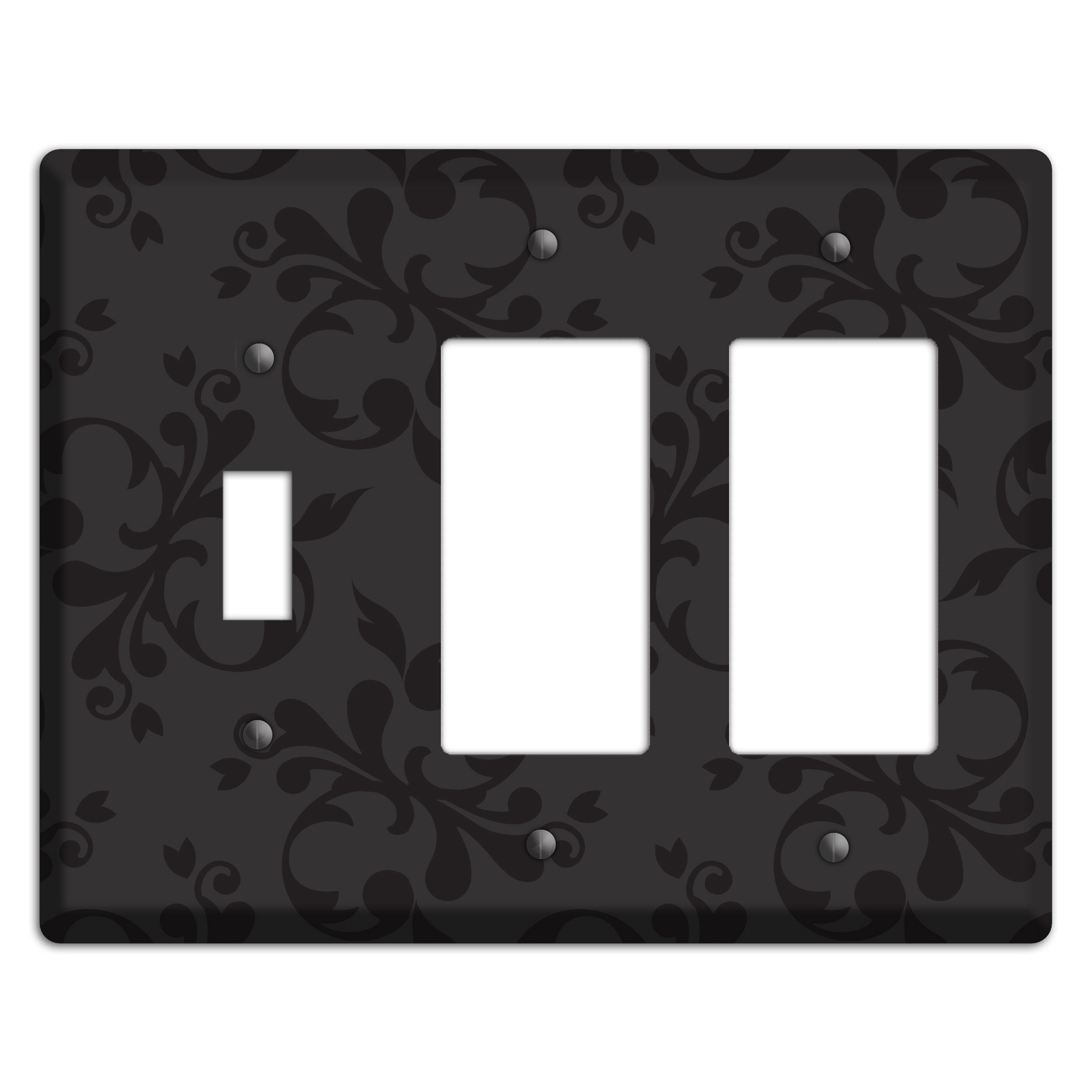 Black Victorian Toile Toggle / 2 Rocker Wallplate