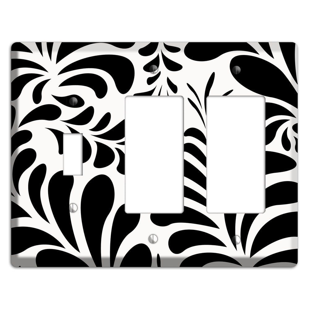 White with Black Herati Toggle / 2 Rocker Wallplate