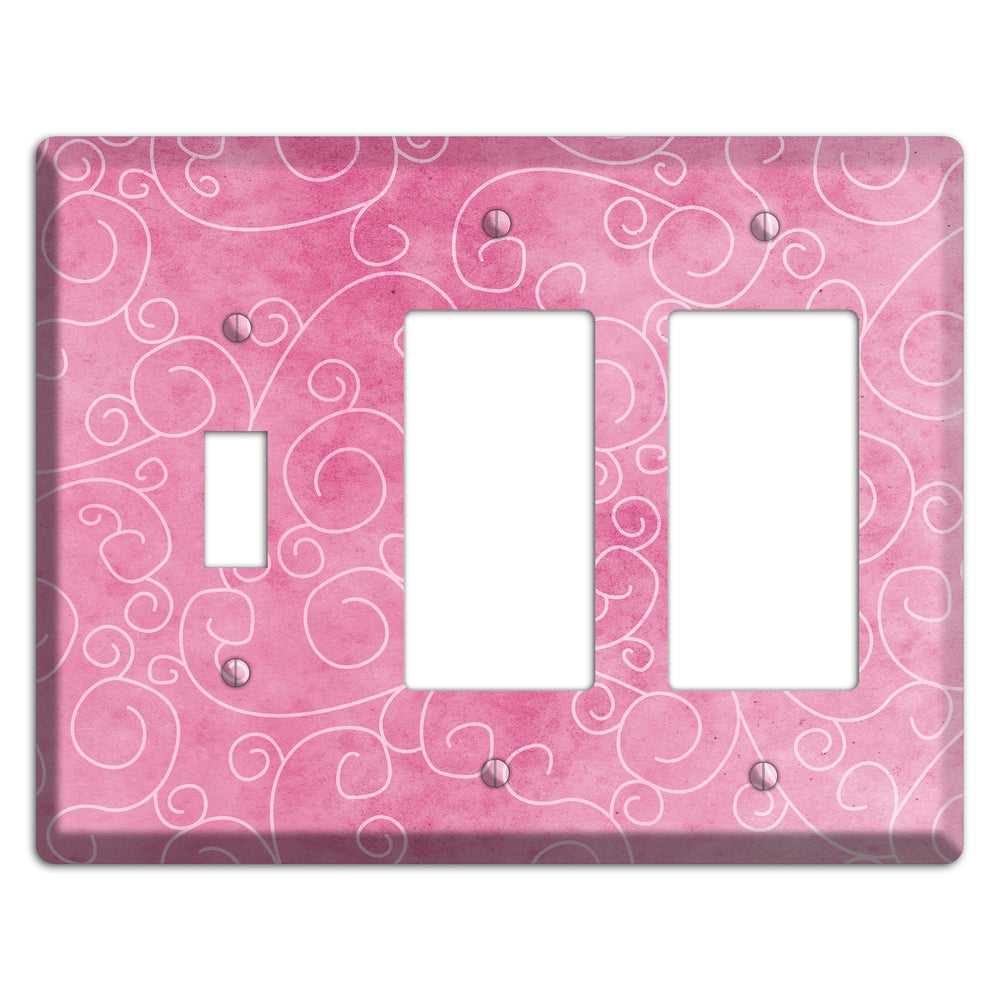 Kobi Pink Texture Toggle / 2 Rocker Wallplate