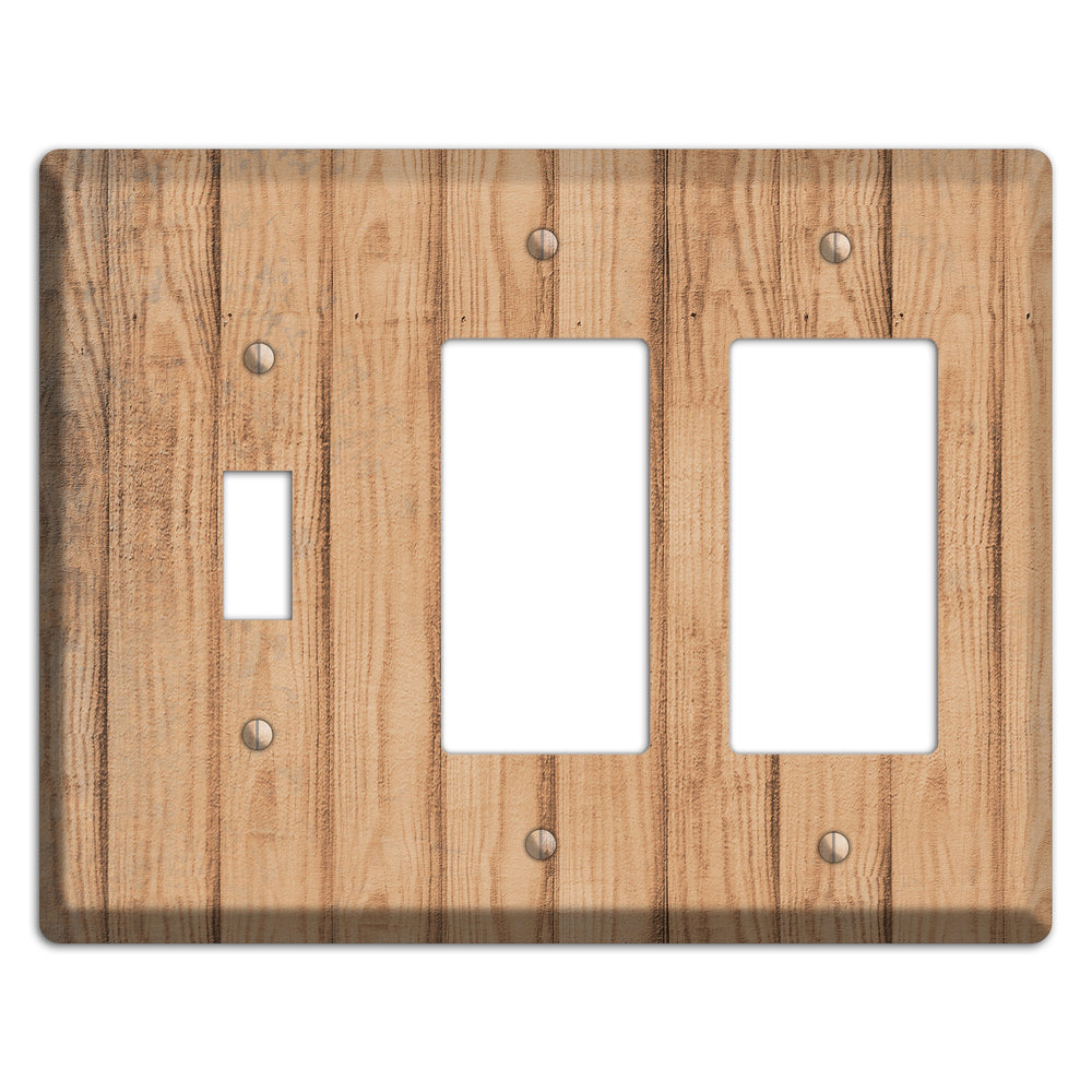 Tan Weathered Wood Toggle / 2 Rocker Wallplate