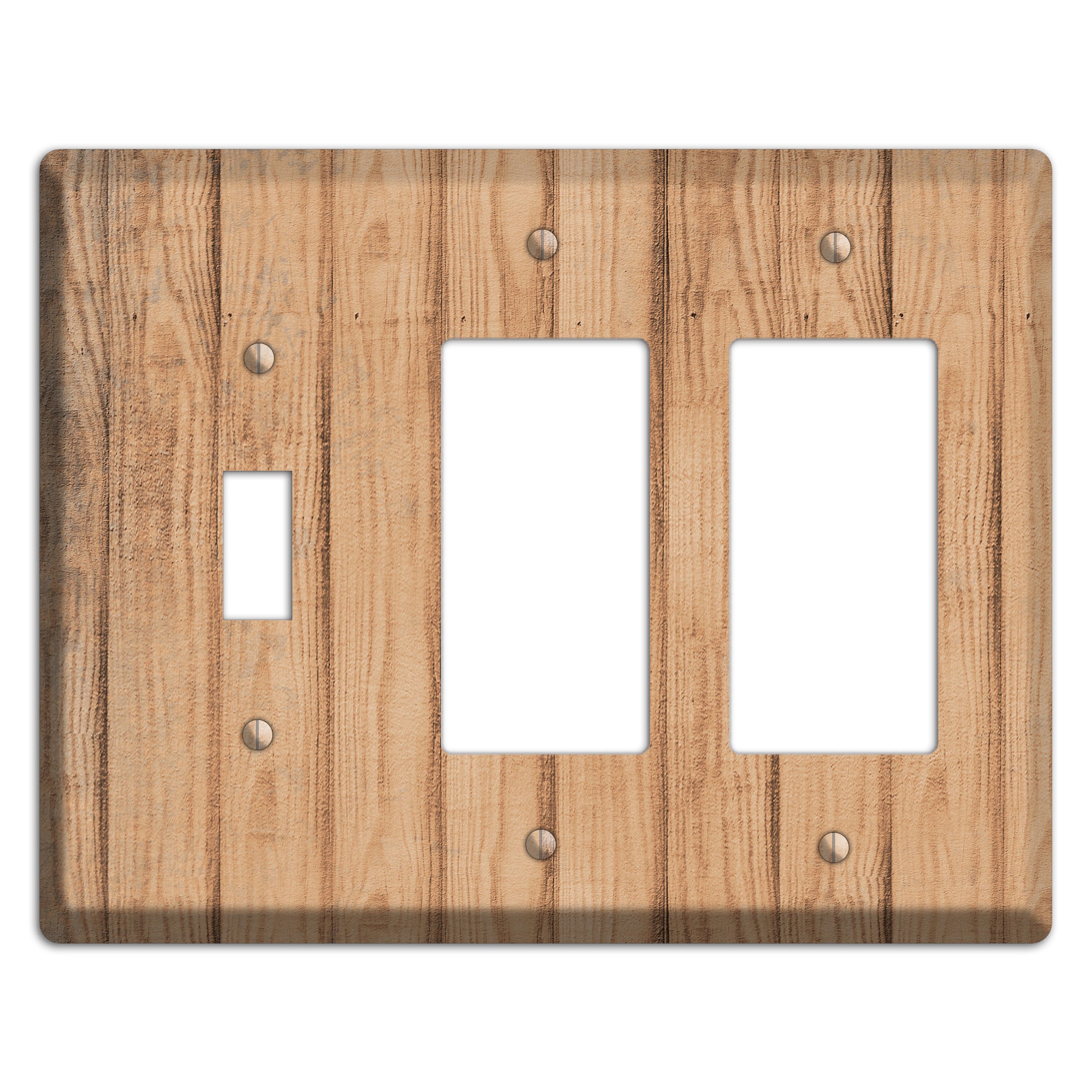 Tan Weathered Wood Toggle / 2 Rocker Wallplate