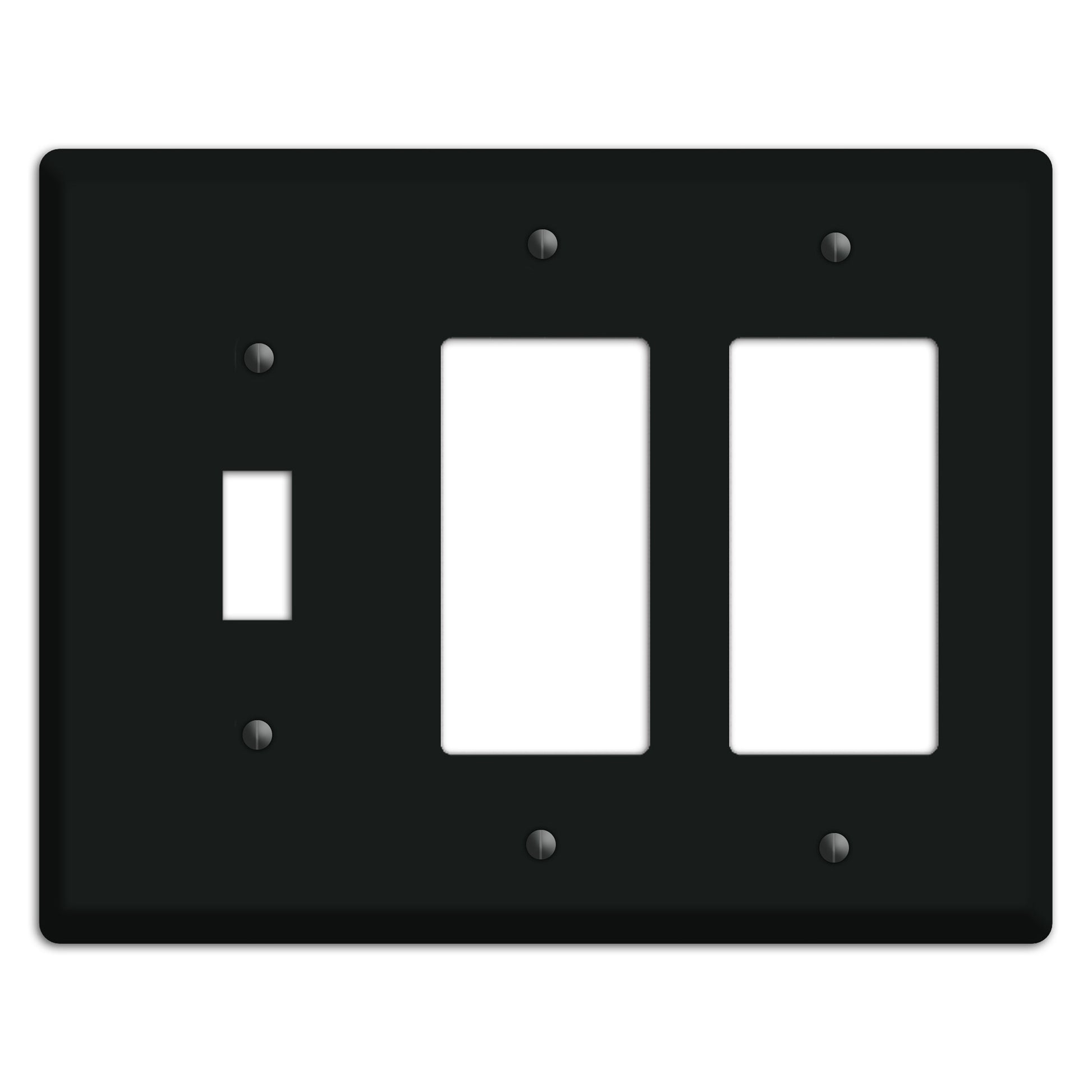 Matte Black Metal Toggle / 2 Rocker Wallplate