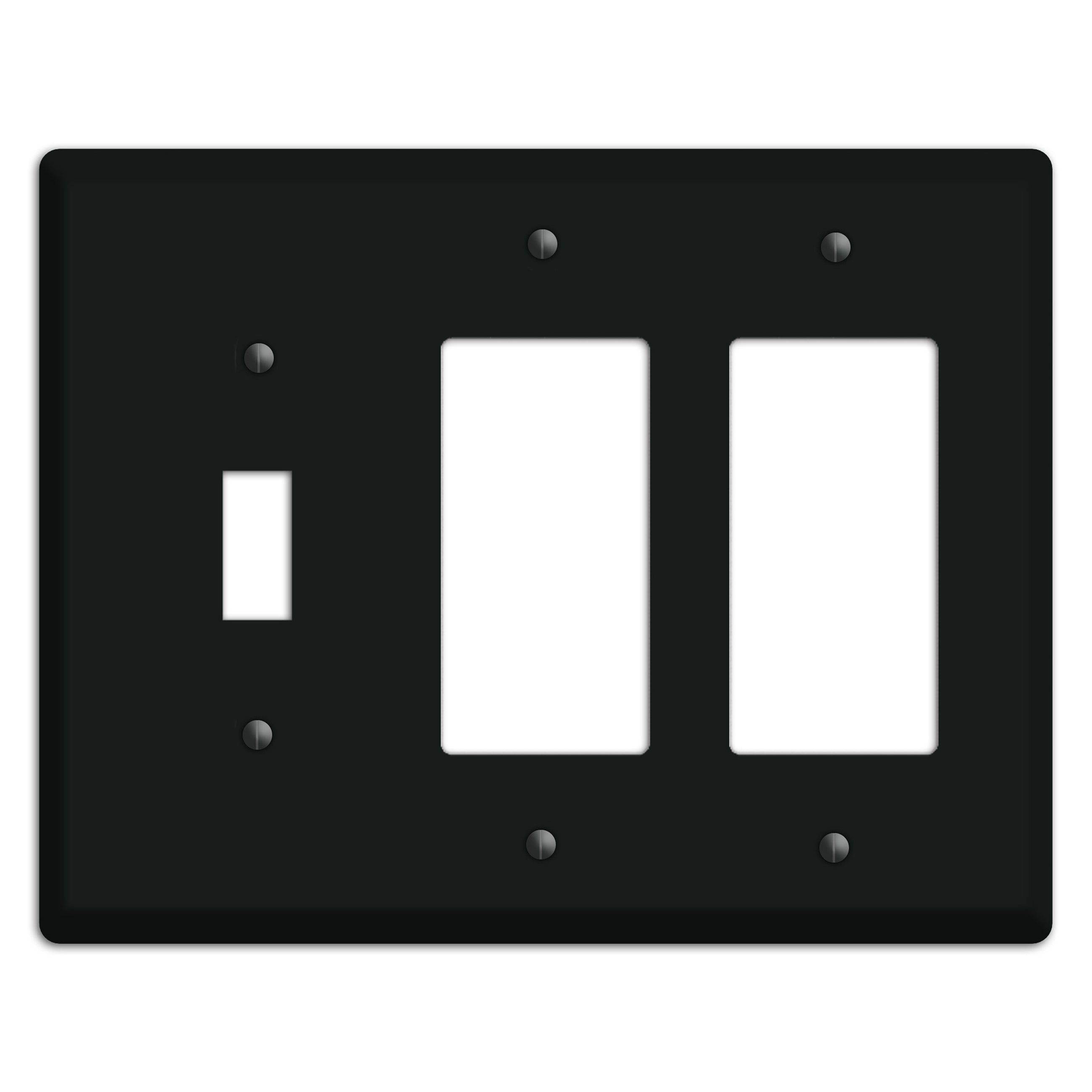 Matte Black Metal Toggle / 2 Rocker Wallplate