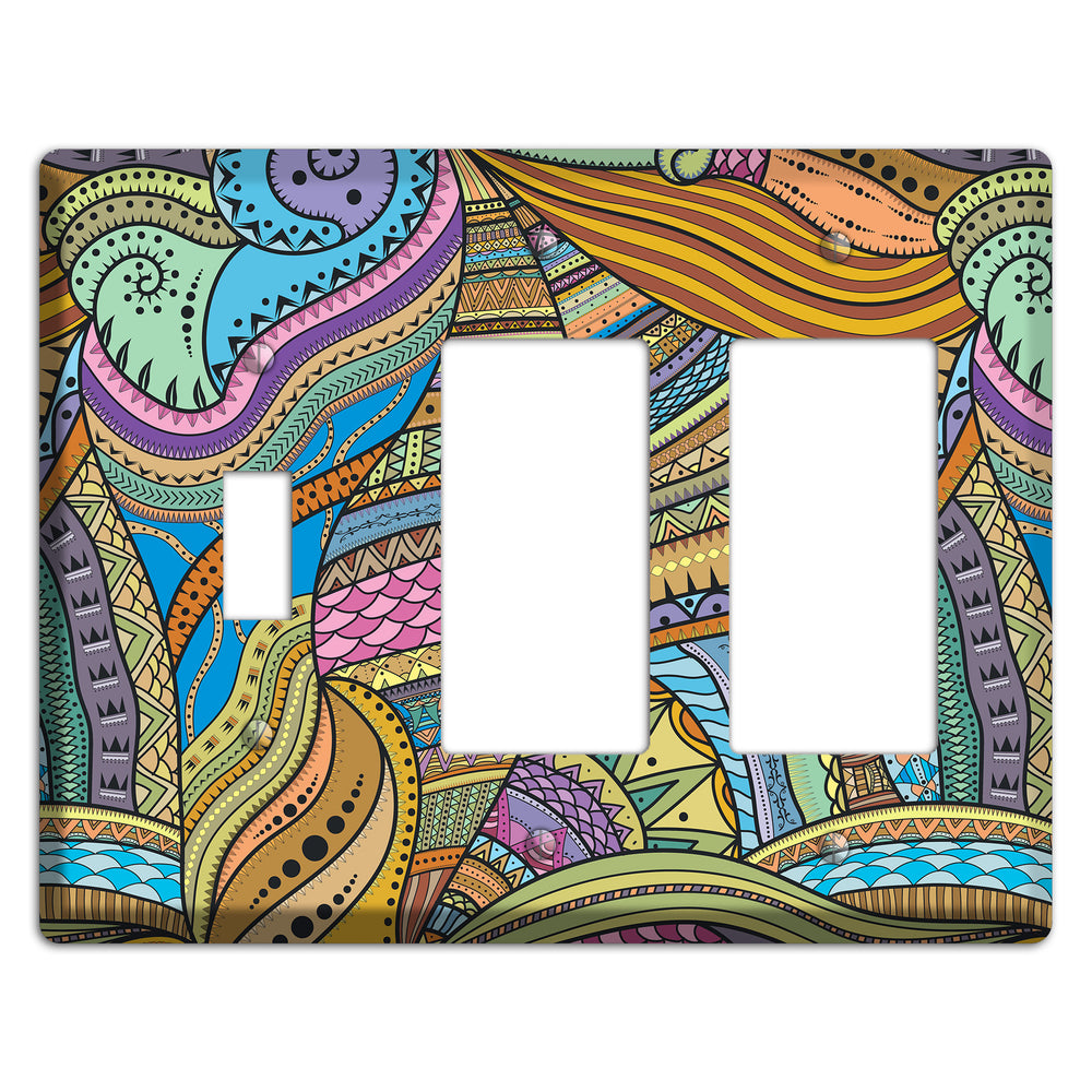 Retro Flourish 6 Toggle / 2 Rocker Wallplate
