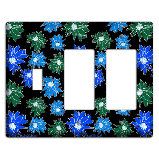 Blue and Green Flowers Toggle / 2 Rocker Wallplate