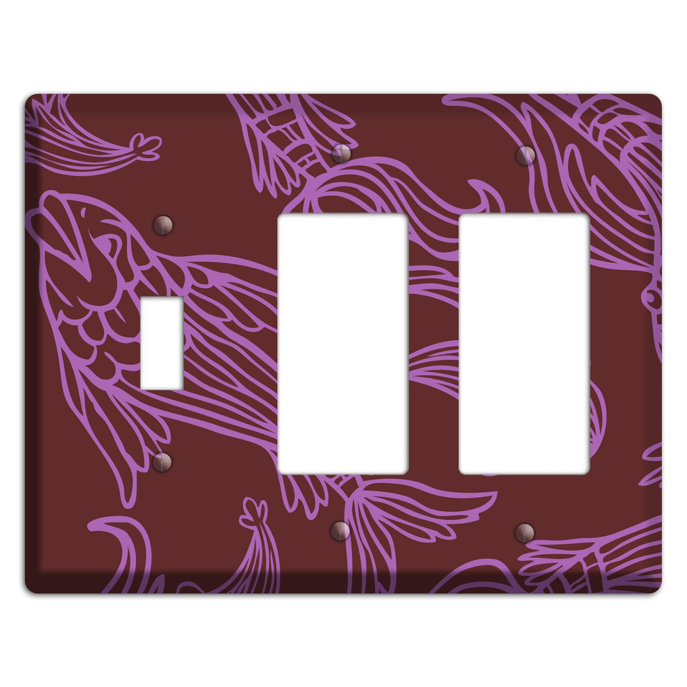 Purple and Pink Koi Toggle / 2 Rocker Wallplate