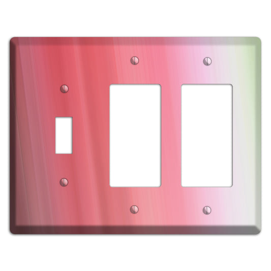 Coral Pink Ray of Light Toggle / 2 Rocker Wallplate