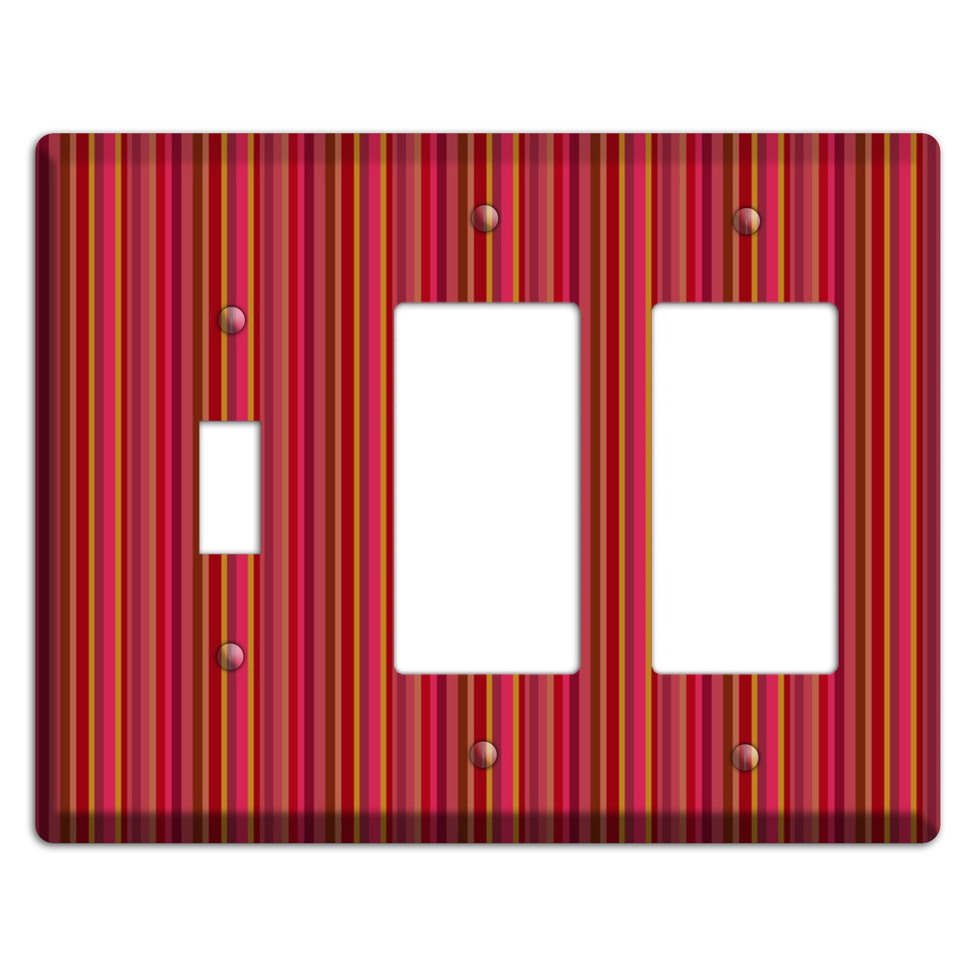 Multi Red Vertical Stripes 2 Toggle / 2 Rocker Wallplate