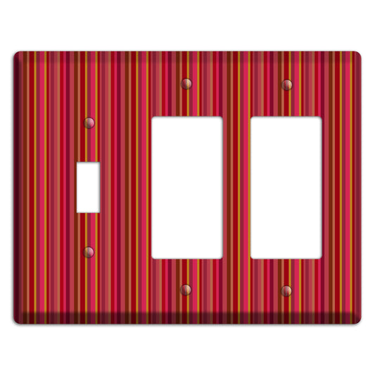 Multi Red Vertical Stripes 2 Toggle / 2 Rocker Wallplate