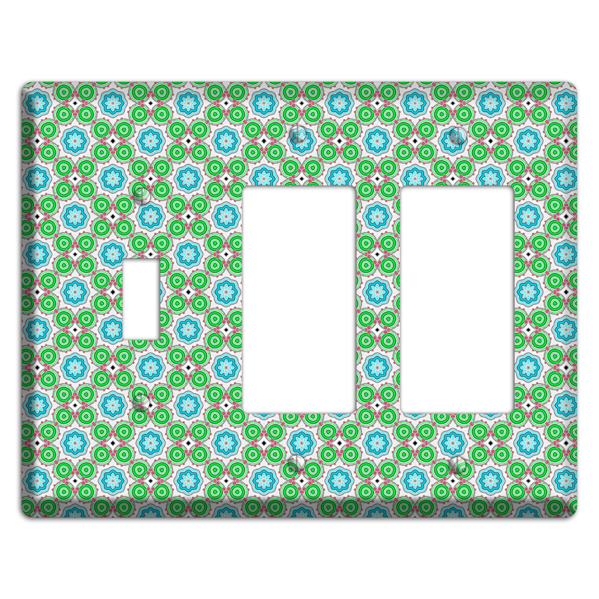 Green Foulard 5 Toggle / 2 Rocker Wallplate