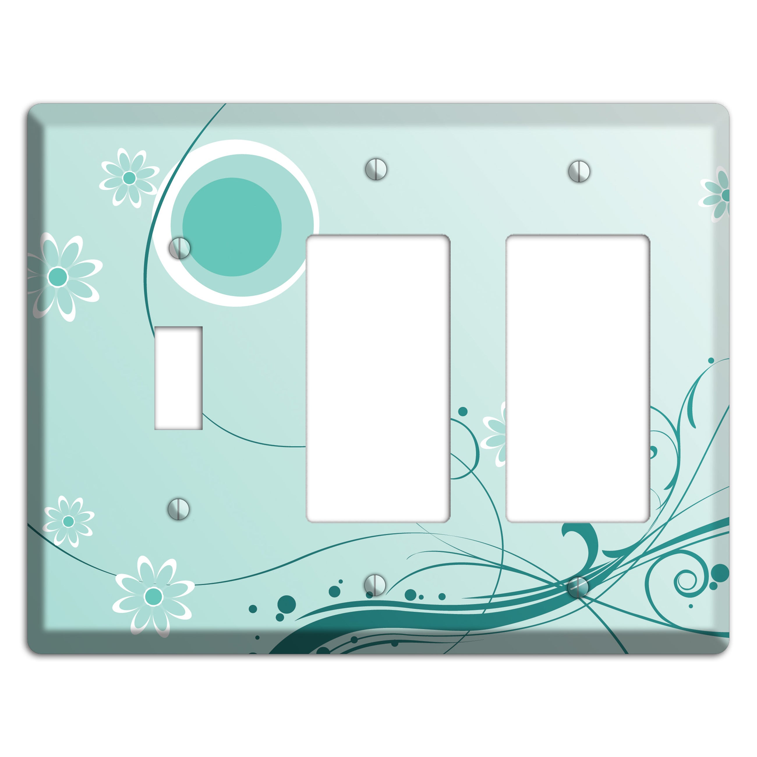 Light Green Floral Toggle / 2 Rocker Wallplate