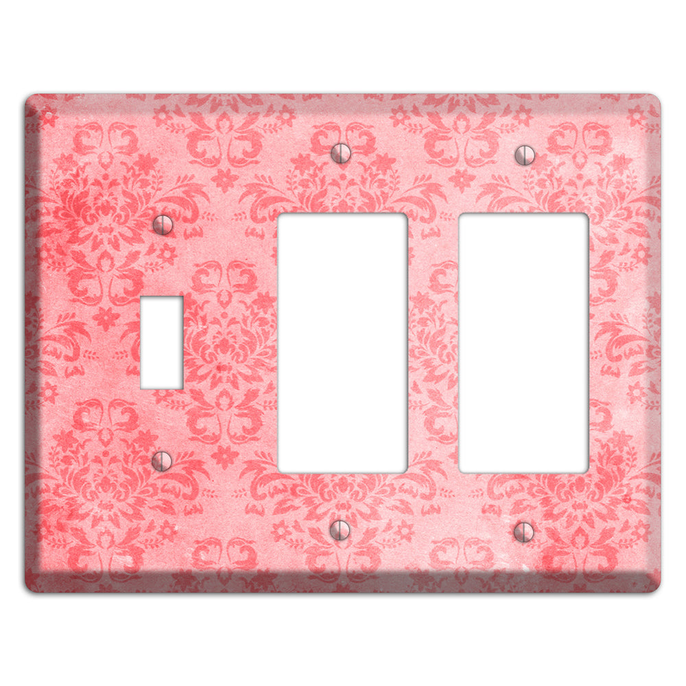 Rose Bud Soft Coral Toggle / 2 Rocker Wallplate