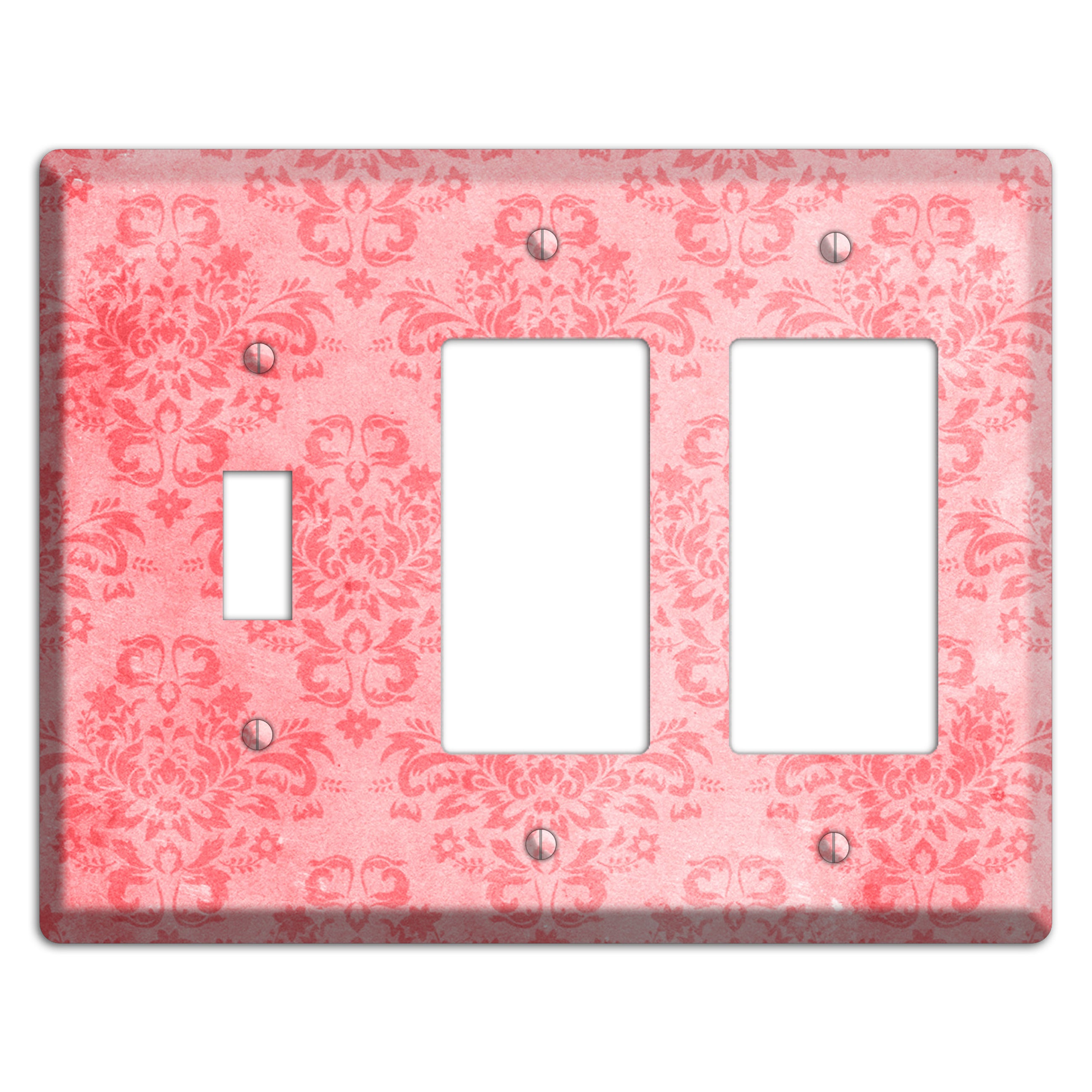 Rose Bud Soft Coral Toggle / 2 Rocker Wallplate