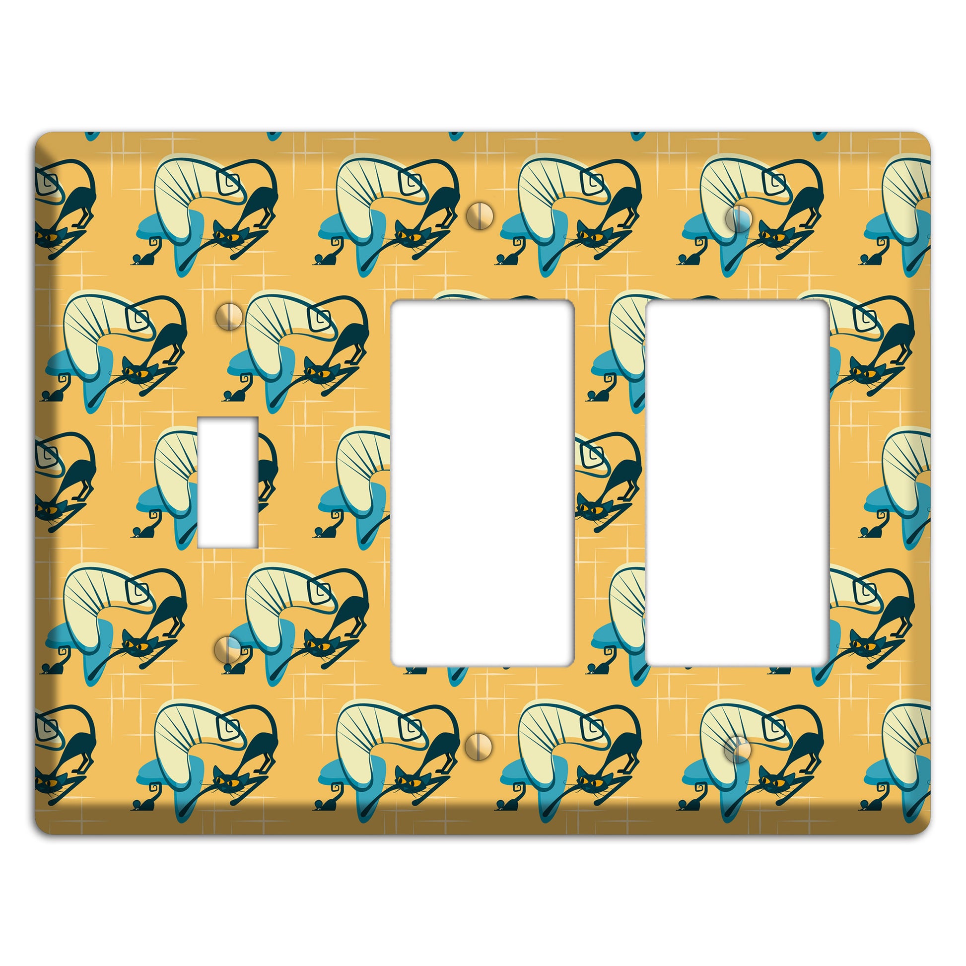 Yellow Kitties Toggle / 2 Rocker Wallplate