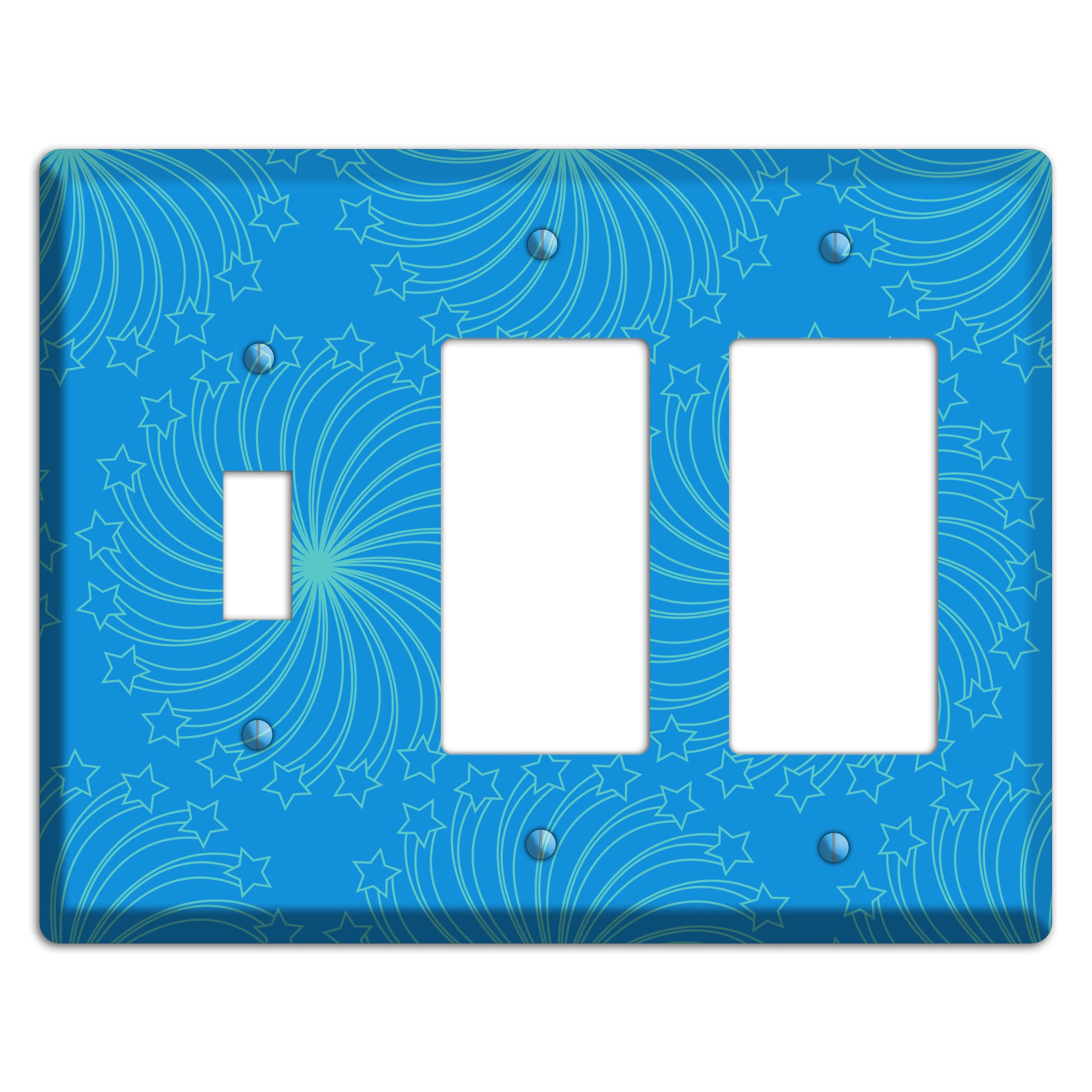 Multi Blue Star Swirl Toggle / 2 Rocker Wallplate