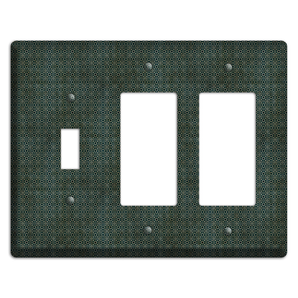 Dark Green Grunge Tiny Tiled Tapestry 4 Toggle / 2 Rocker Wallplate