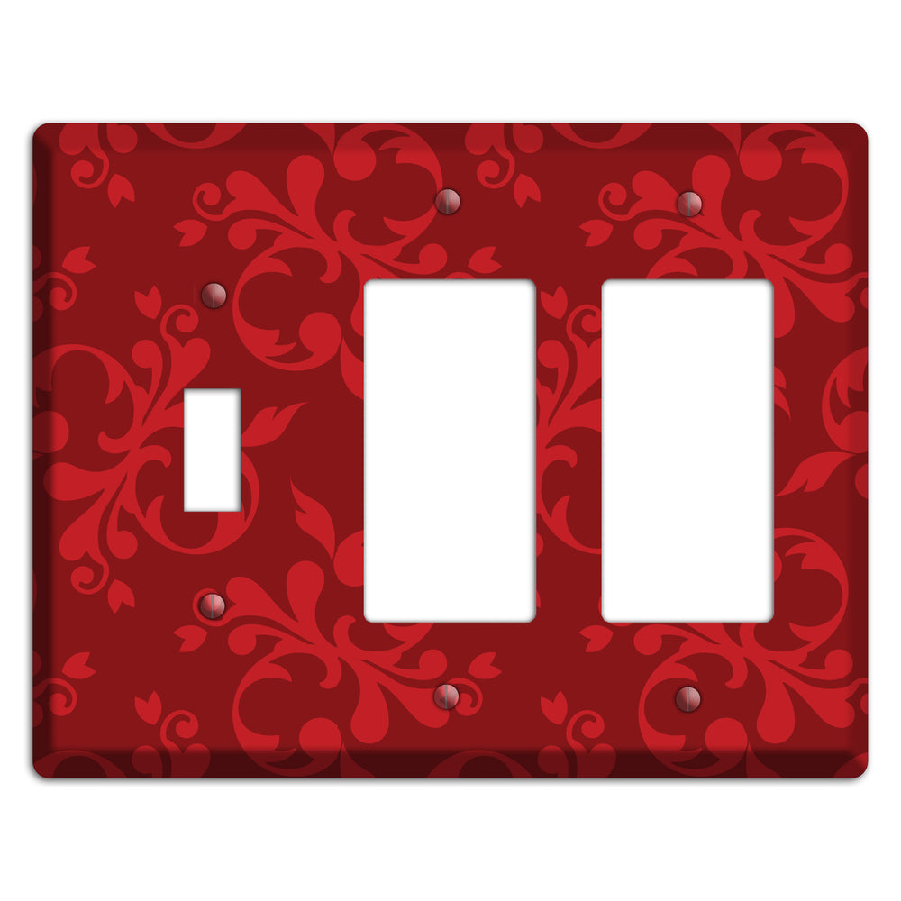 Red Victorian Toile Toggle / 2 Rocker Wallplate