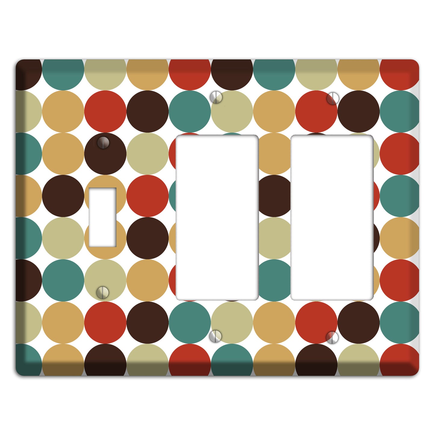 Brown Jade Beige Maroon Tiled Dots Toggle / 2 Rocker Wallplate