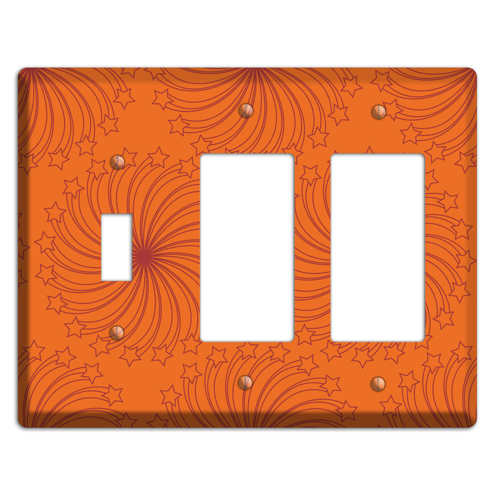 Multi Orange Star Swirl Toggle / 2 Rocker Wallplate