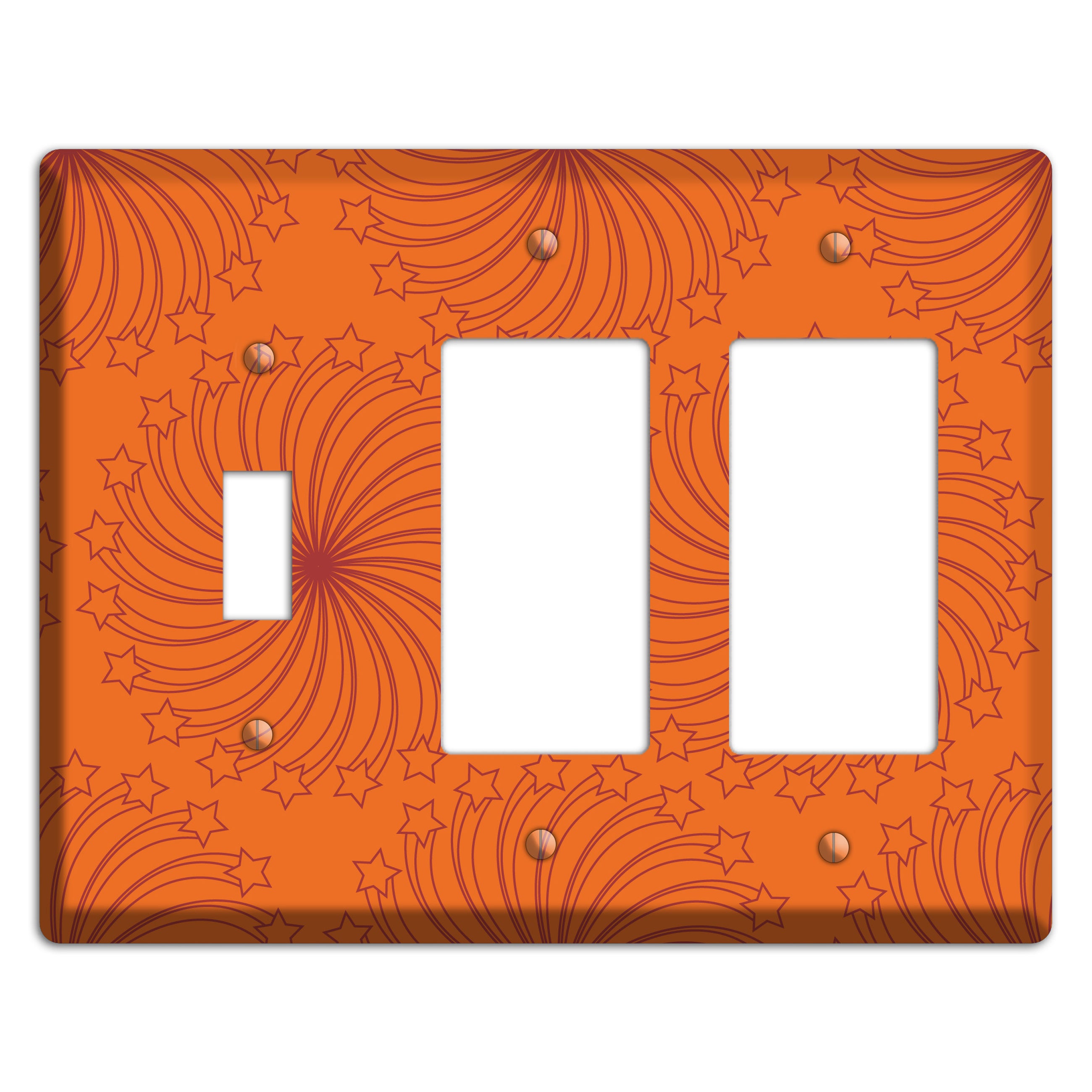 Multi Orange Star Swirl Toggle / 2 Rocker Wallplate