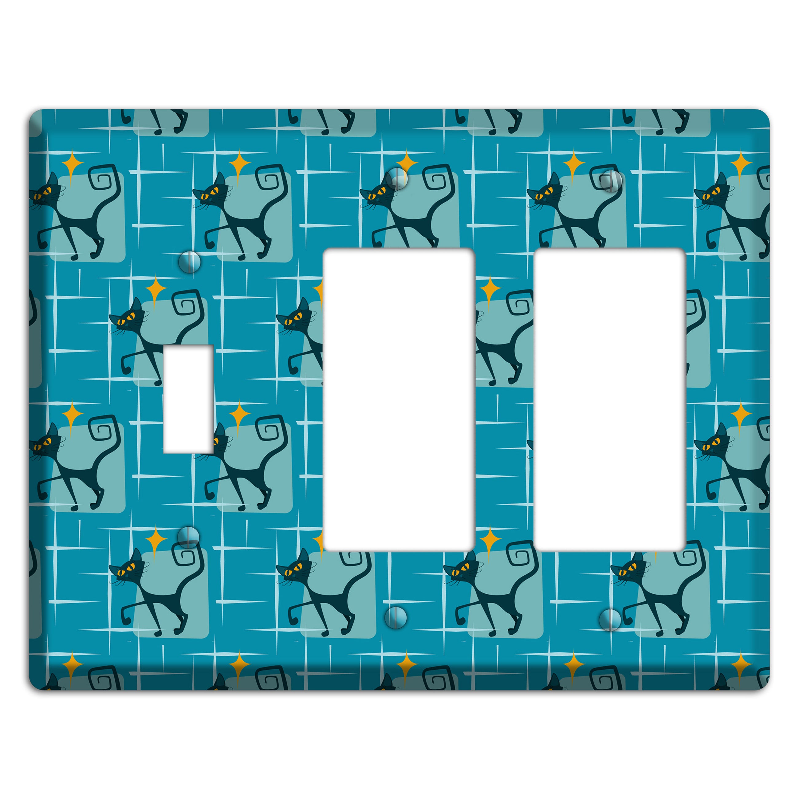 Teal Kitties Toggle / 2 Rocker Wallplate