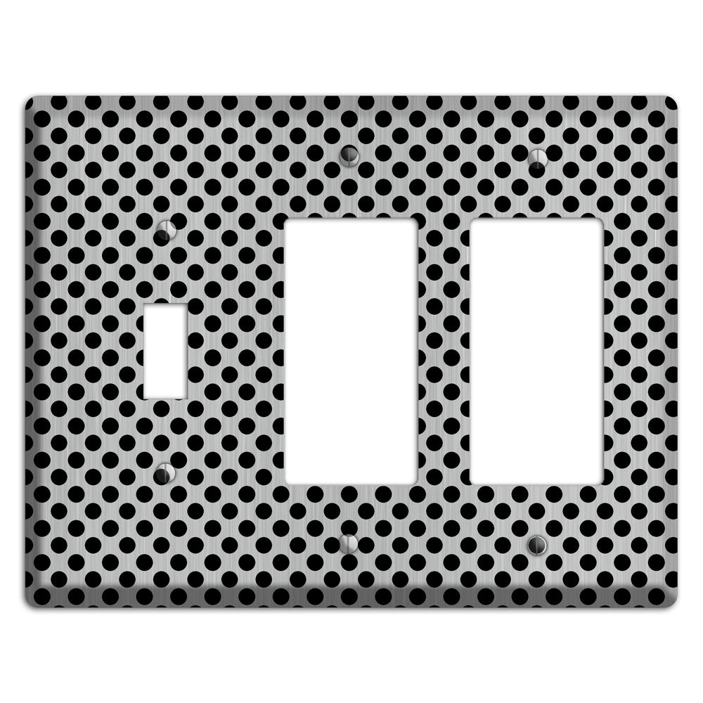 Packed Small Polka Dots Stainless Steel Toggle / 2 Rocker Wallplate