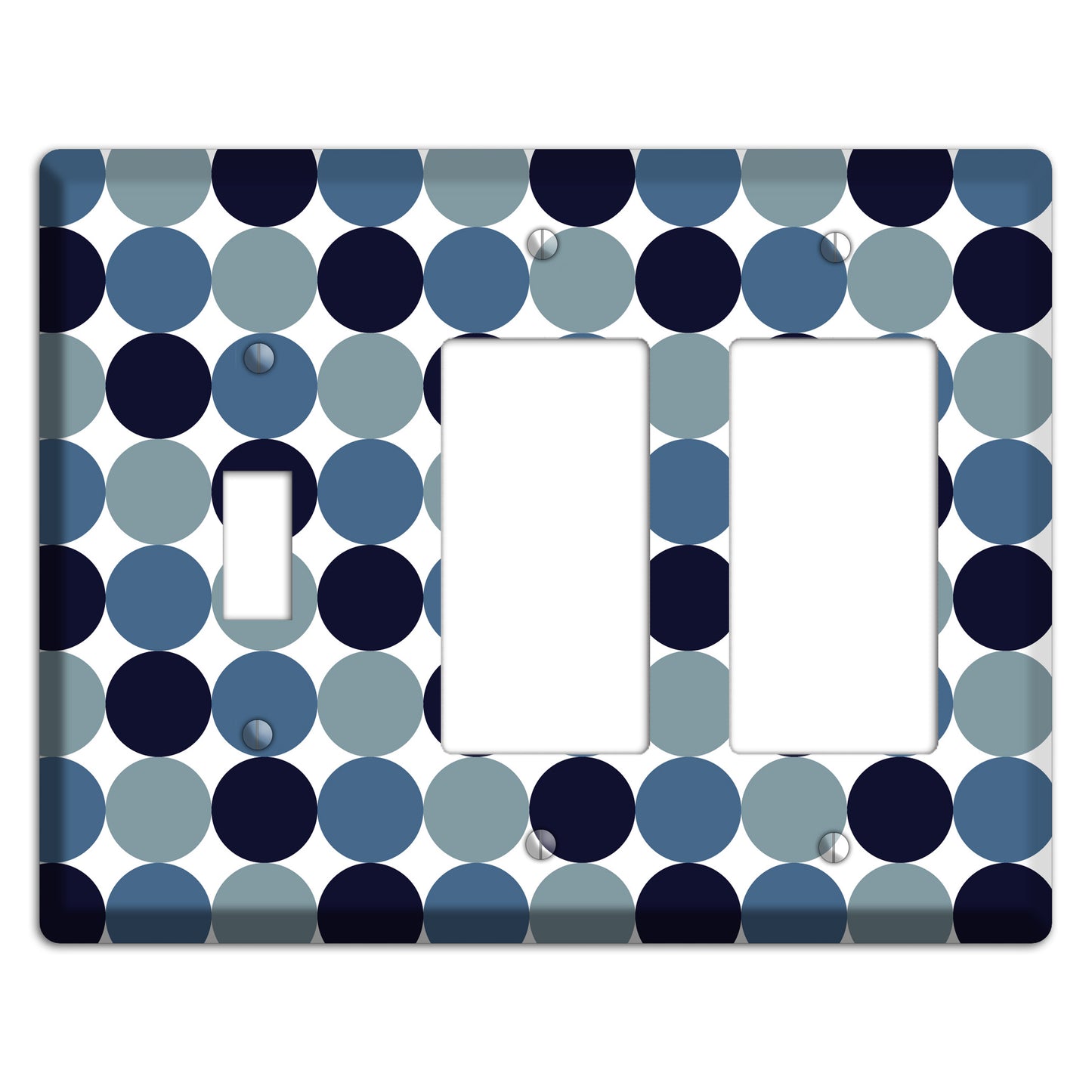 Multi Dusty Blue Tiled Dots Toggle / 2 Rocker Wallplate
