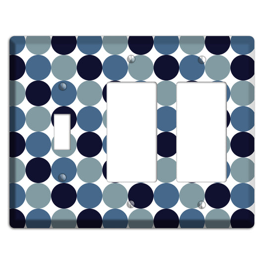 Multi Dusty Blue Tiled Dots Toggle / 2 Rocker Wallplate