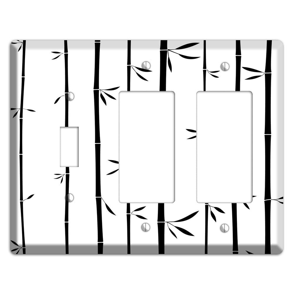 Black and White Bamboo Toggle / 2 Rocker Wallplate