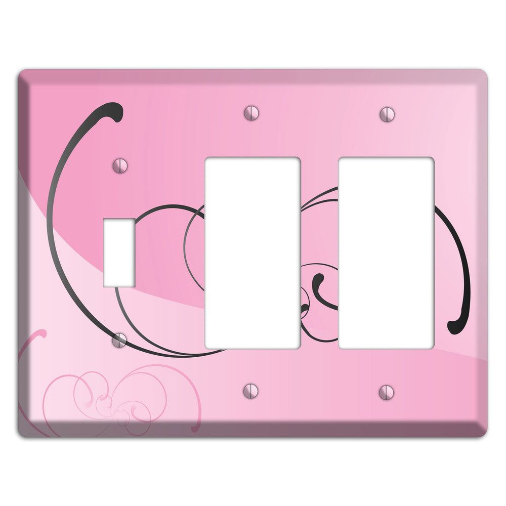Pink Swoop Toggle / 2 Rocker Wallplate