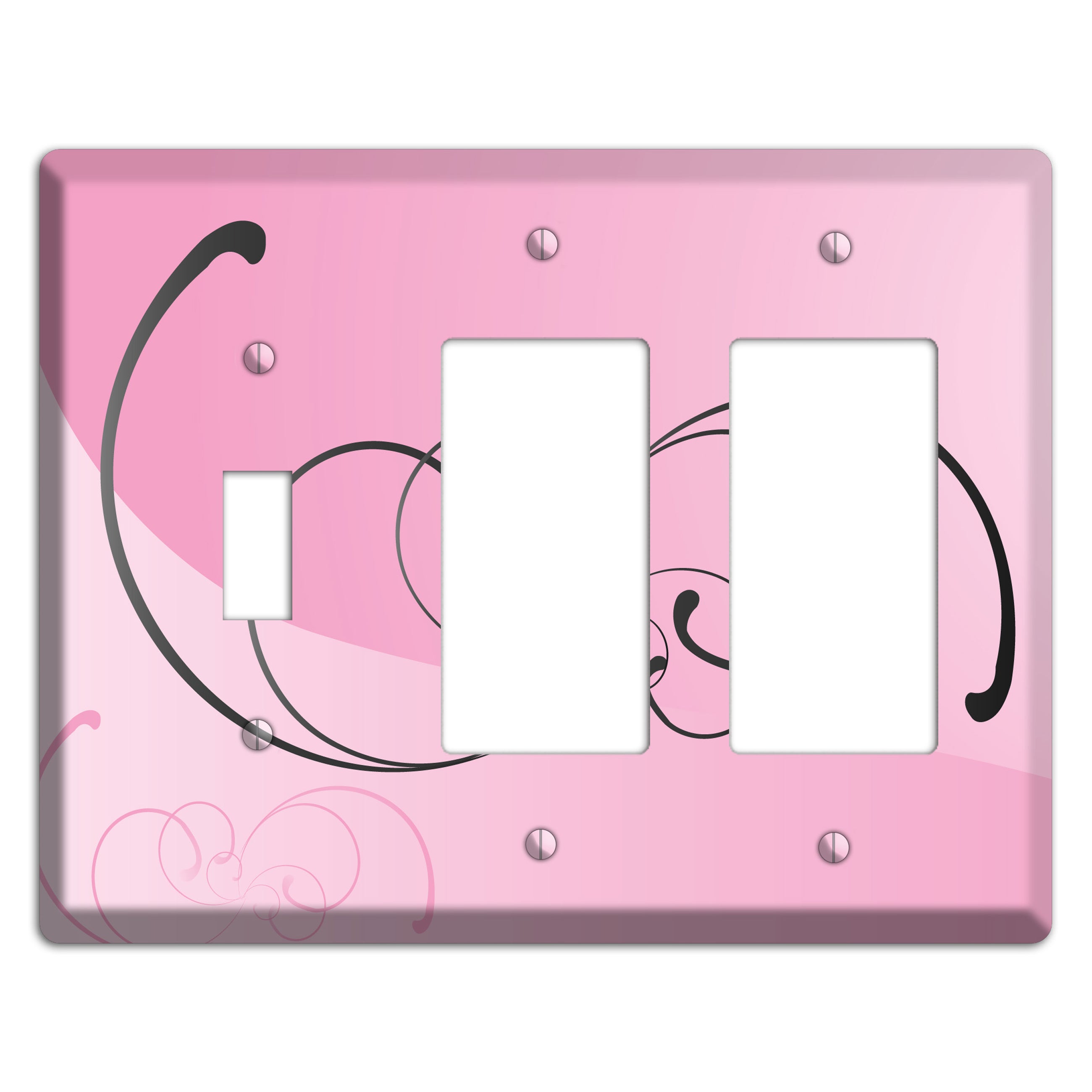 Pink Swoop Toggle / 2 Rocker Wallplate