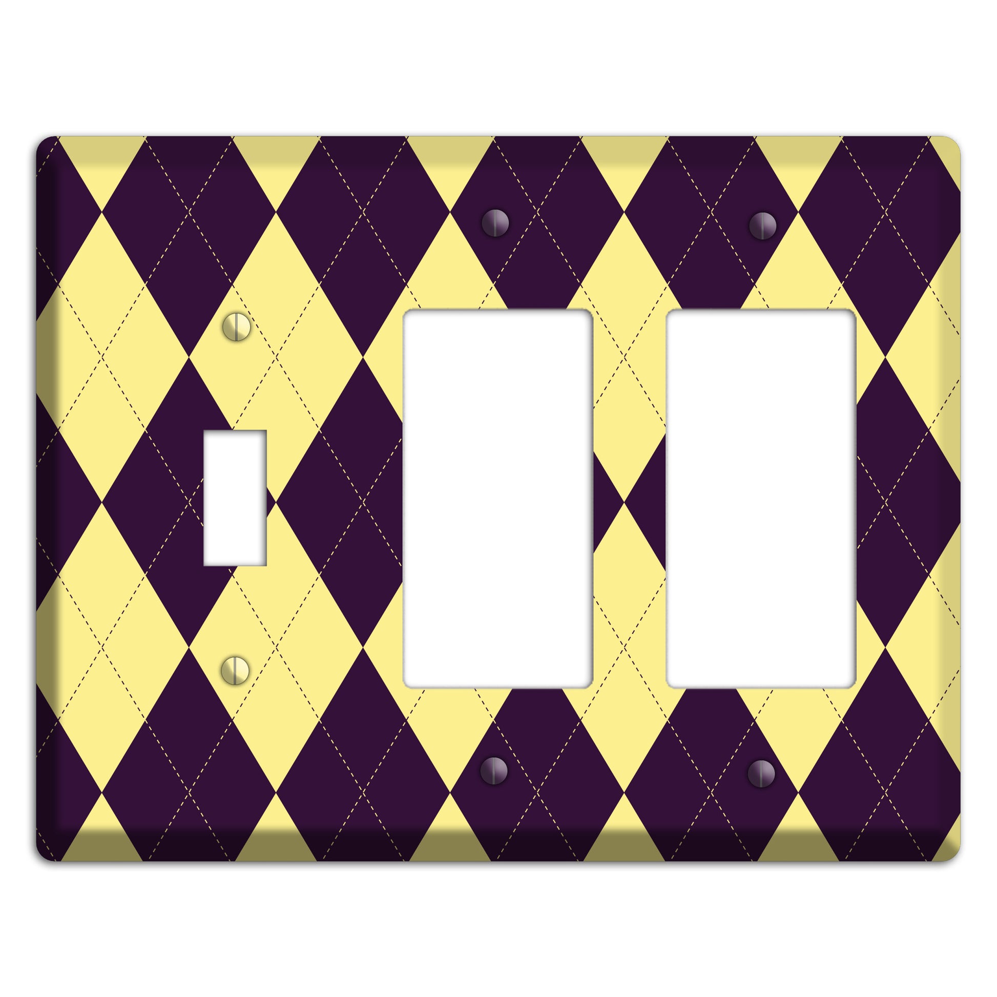 Yellow and Black Argyle Toggle / 2 Rocker Wallplate