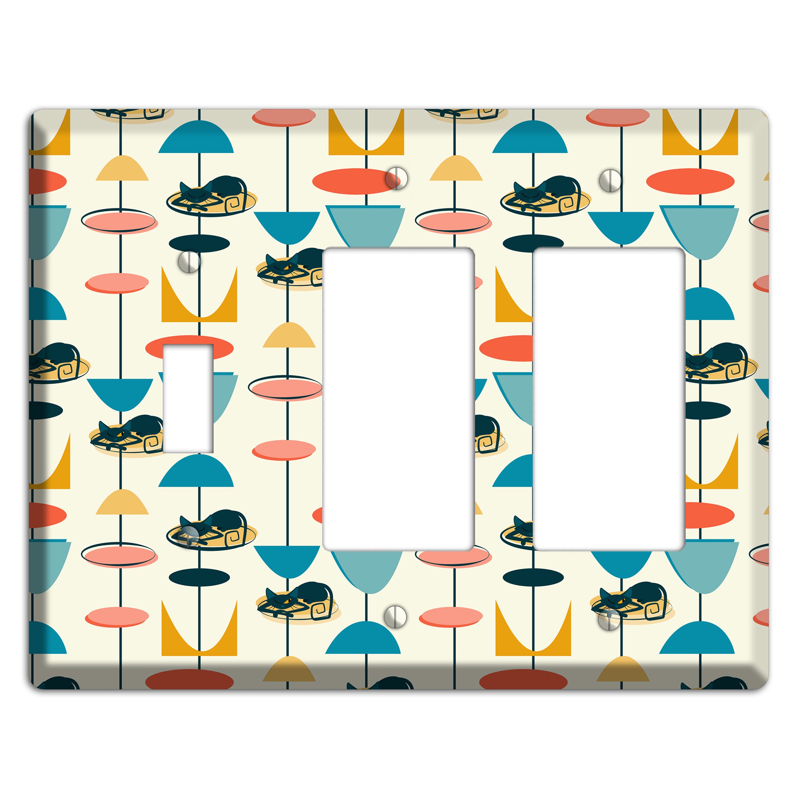 Sleeping Kitties Toggle / 2 Rocker Wallplate