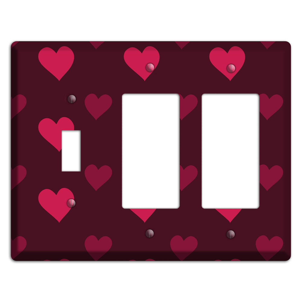 Tiled Large Hearts Toggle / 2 Rocker Wallplate