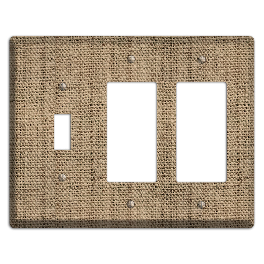 Donkey Brown Burlap Toggle / 2 Rocker Wallplate