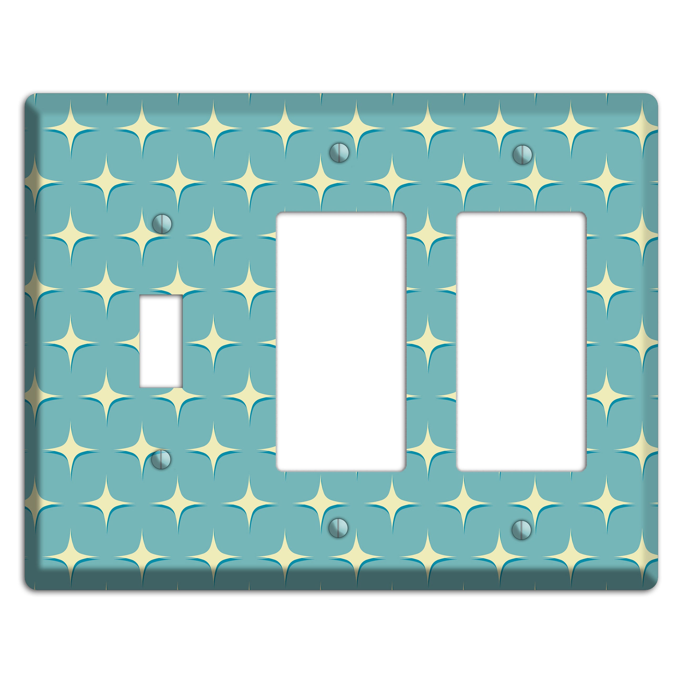 Yellow Atomic Diamond Toggle / 2 Rocker Wallplate