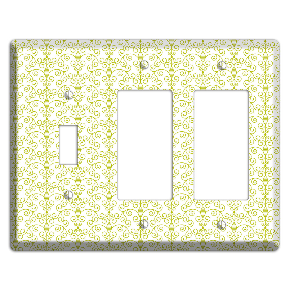 Olive Toile Half Drop Toggle / 2 Rocker Wallplate