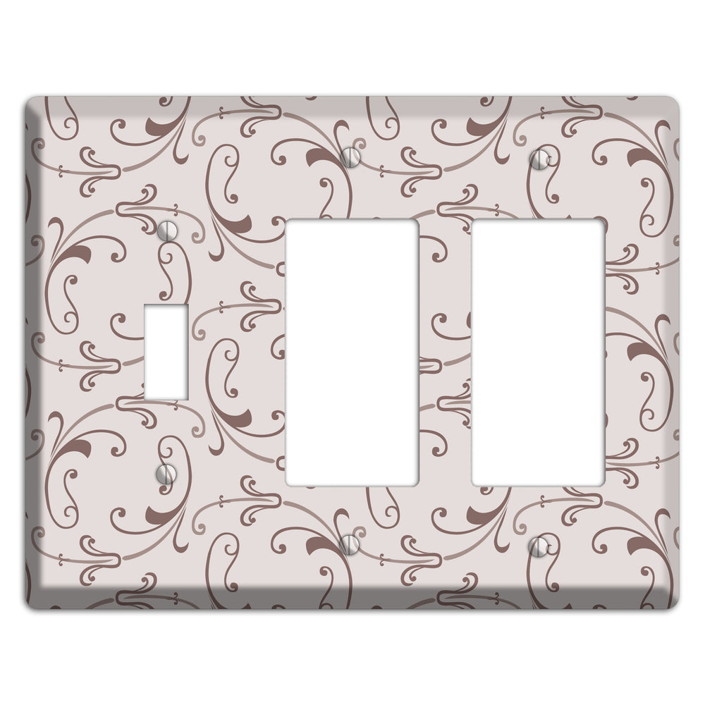 Mauve Victorian Sprig Toggle / 2 Rocker Wallplate