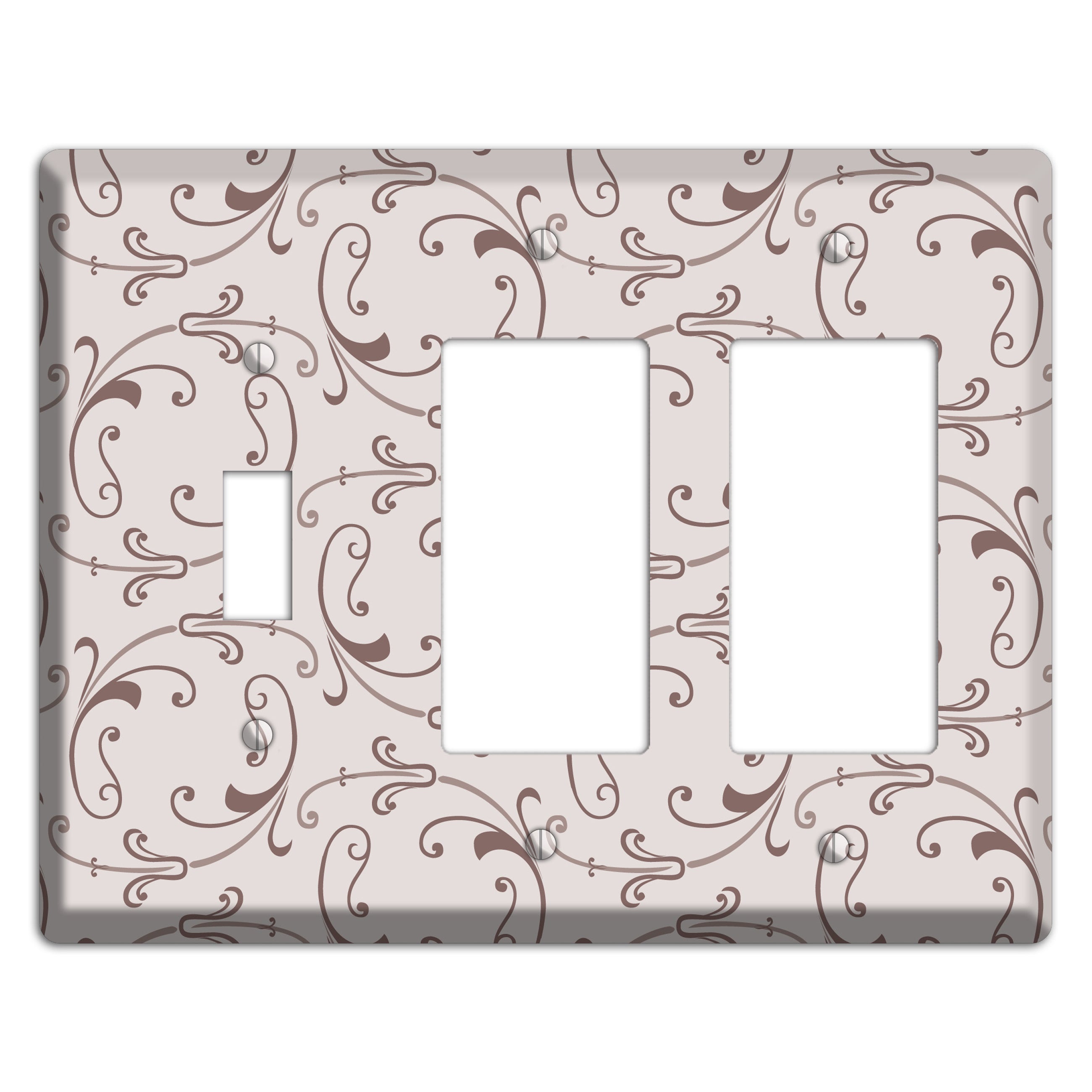 Mauve Victorian Sprig Toggle / 2 Rocker Wallplate