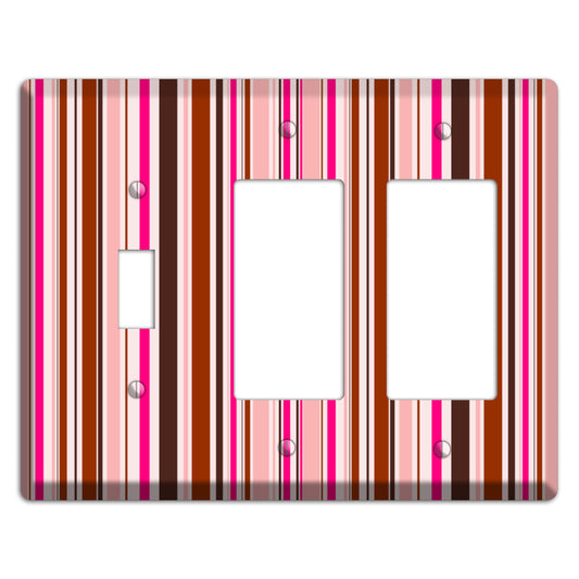 Pink Stripes Toggle / 2 Rocker Wallplate